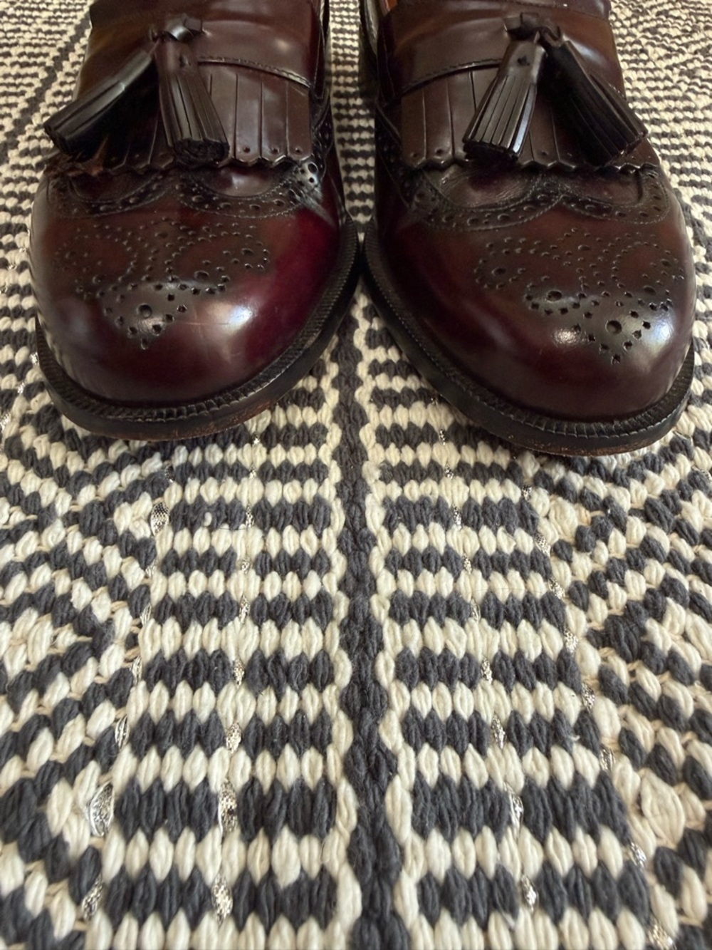 Cole Haan City Vintage Oxblood Oxford Wingtip Tassel Fringe Loafers Size 8 D - Picture 6 of 14